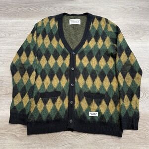 Wacko Maria Guilty Parties Alpaca Wool Mens M Cardigan Japan Made Argyle 16AW